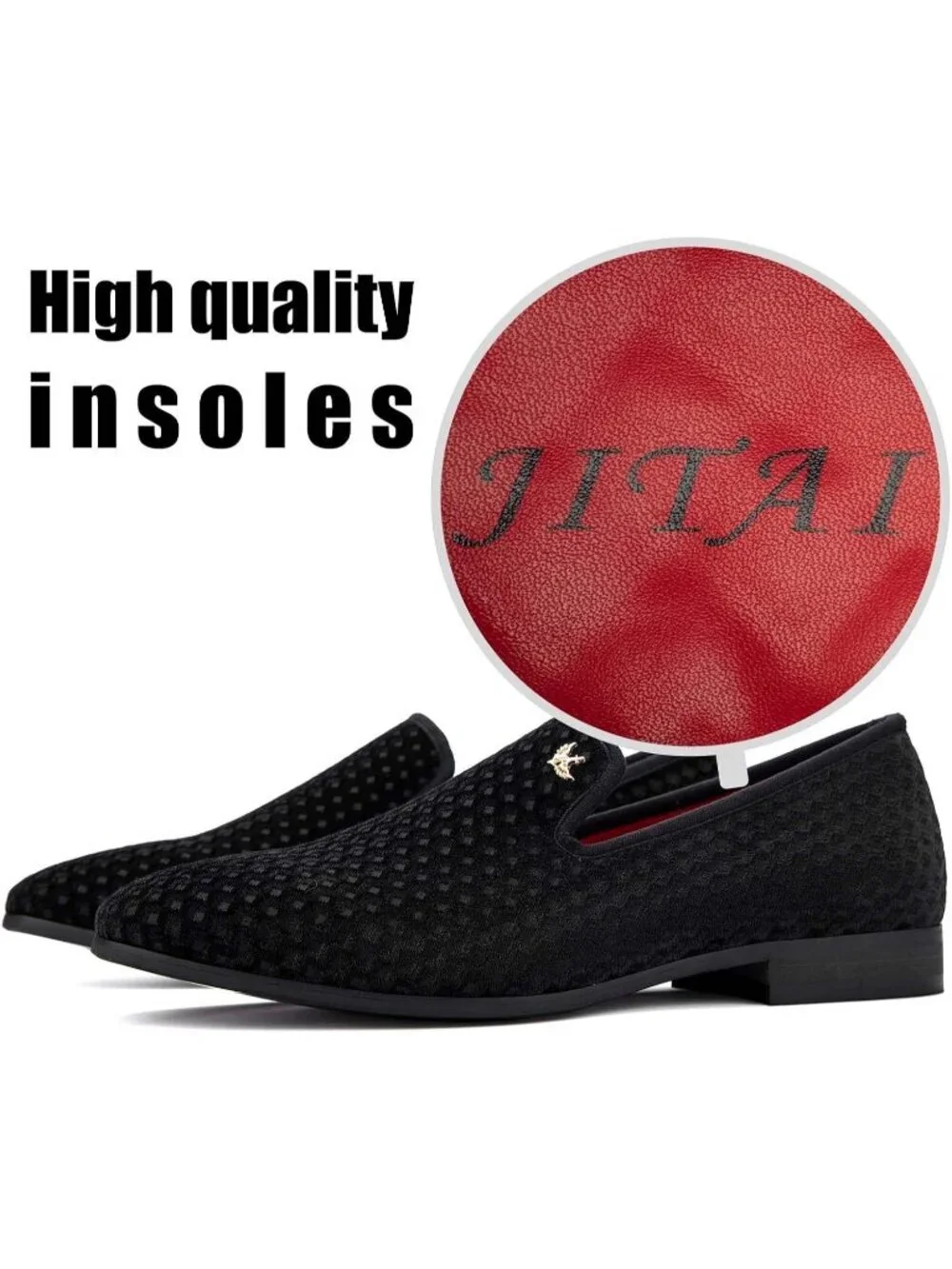 JITAI Men's Black14 Elegant Rubber & Leather Penny Loafers Casual Formal Shoes